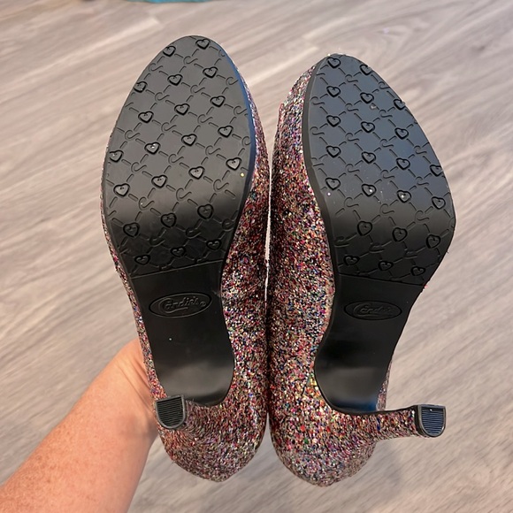 Candies sparkly high heel shoes. Size: 7 Med. Worn once. - Picture 6 of 6